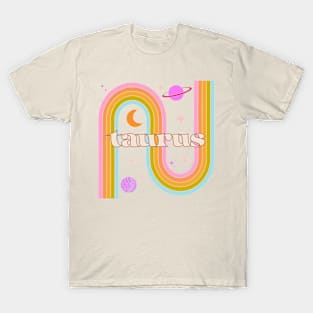 Taurus 70s Rainbow with Flowers T-Shirt